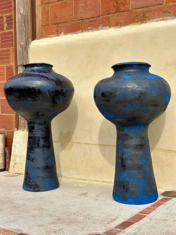 Paire de Candélabres bleus